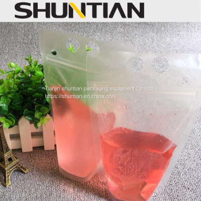 food packaging manufacturer stand up pouch printing Wholesale clear PP or PET Plastic Stand up Pouch Bag with straw for Drinking