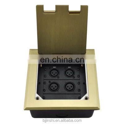 Golden Brushed Stainless Steel Electrical Floor Power Data Mounted Outlet Socket Box photo-4