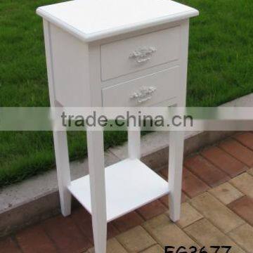 white painted wooden end table 2 drawers /wooden phone desk 2 drawers / wooden lamp table 2 drawers