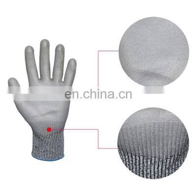Cut Resistant HDPE Coated Gloves ANSI Level 5 Cut Resistance PU Palm Coated Mechanical Working Gloves For Glass Handling photo-3