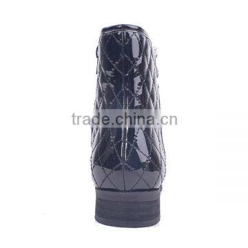 Comfort Woman Low Heel Boots Half Shiny Upper Female Zipper Ankle Boots for Women photo-5