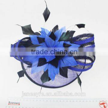 2015 New Design Elegant Church/Races Sinamay Fabric Feather Fascinator Hat photo-5