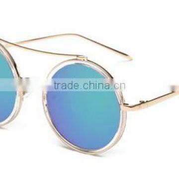UV 400 Women Ladies Female Fashionable Reflective Black Full Metal Frame Round Lens Sunglasses photo-5