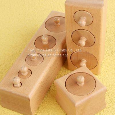 Knobbed Cylinder Montessori, Montessori Cylinders With Knobs Socket Montessori Materials Educational Toys (Set of Four) photo-5