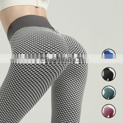 Free Sample High Waist, Seamless Honeycomb Fitness Yoga Pants Scrunch Butt Lift Leggings For Women/