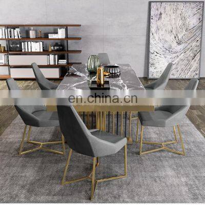 Italian Marble Dining Table and Chair Set Postmodern Simple Rectangular Light Luxury INS Style Household