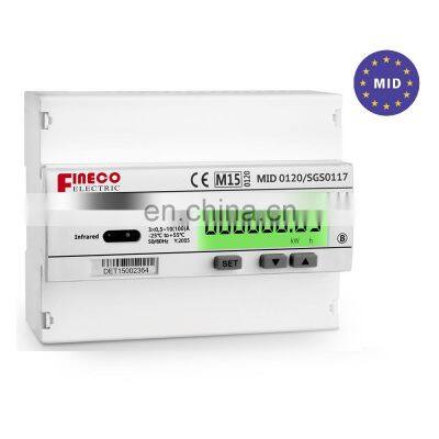 EM737 3*230/400V 10(100)A MID approved three phase din rail direct connected electric kwh meter with rs485