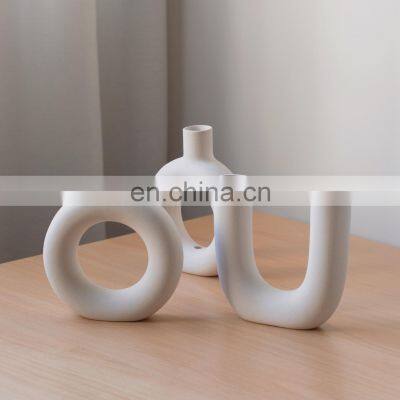 Новый креативный белый гидропонный ваз для свадебного декора, геометрический декоративный художественный керамический ваз для украшения дома photo-5