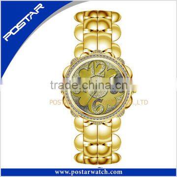 All Stainless Steel Classical Flower Shape Quartz Wrist Watch for Women