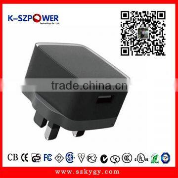 2016 G-series10W K- 052000 230Va UK plug ac dc wall mount swtching power AC/DC YGY power USB charger 5v 2a with CE UL GS ROHS