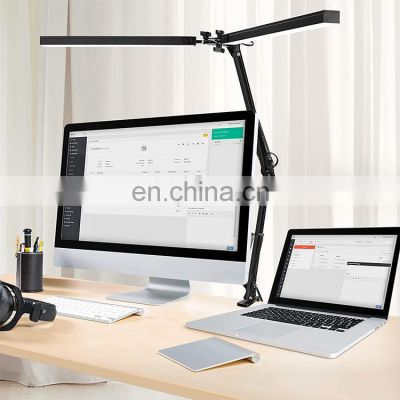 24w Usb Led Swing Arm Desk Lamp Dual-Head Home Office Table Lamp Architect Eye-Caring Swing Arm Desk Lmap With Clamp