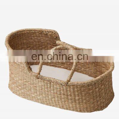 Hot Selling Wicker Seagrass for Baby Doll Natural High Quality Changing Bed For Dolls Basket Woven Vietnam Supplier photo-2