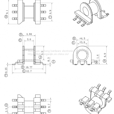 EP7 Transformer Bobbins EP7 SMD (3+3P)Bobbins,EP7 Transformer Accessories,PM9630 Material With Good High Temperature Resistance.