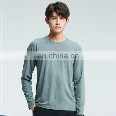 Wholesale Quick Dry Athletic Soft Slim Fit Sports T Shirt Men's Workout Trainig Crewneck Stretch Long Sleeve Gym Fitness Shirt