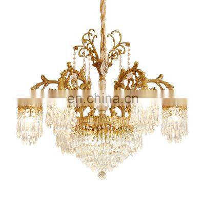 luxury hotel crystal pendant lamp brass antique chandeliers cristal gold chandelier