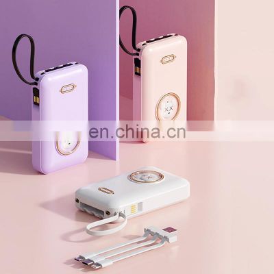 Factory Wholesale Portable Charger Power Bank 10000mah 20000mah Mobile Phone Power Bank with 4 cables