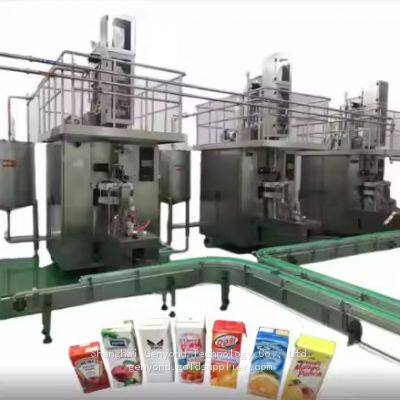 Milk Yogurt Drinks Juice Aseptic Brick Paper Box Carton Filling Sealing Packing Packaging Machine