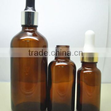 Hotsale 5ml 10ml 15ml 20ml 30ml 50ml 100ml amber glass bottle with alu dropper,essential oil glass dropper bottle