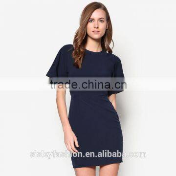 ladies western dress design O-neck black short slevee ladies fashion dress D234