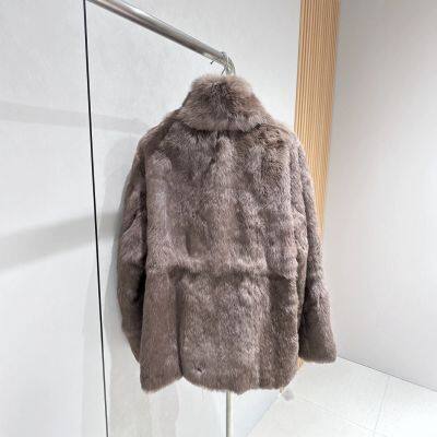 High End New Year's Edition Da Mi Mi Same Style Rabbit Fur and Fur Integrated Fur Coat for Women, Korean Style, Fashionable and Versatile photo-2