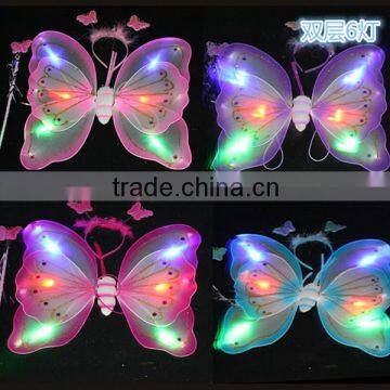 kid party decoration LED fairy butterfly wings Pink beautiful butterfly wings cheap