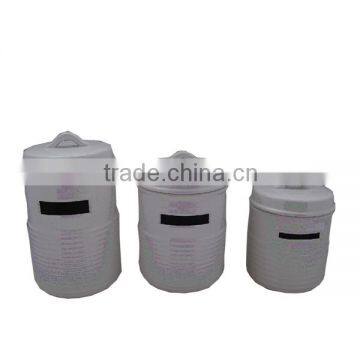 home essential set of 3 jar white storage ceramic canisters