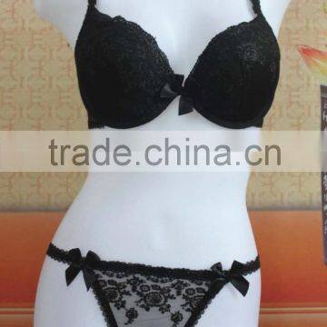 2016 sexy tranparent printing mesh padded cup bra panty sets for women