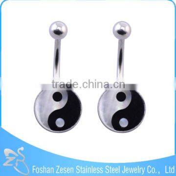 Wholesale factory medical steel curved barbell shell ying yang belly button ring