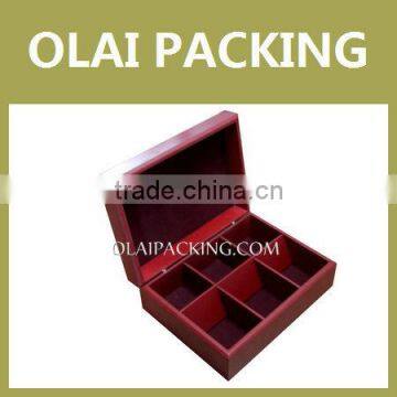 High Quality Red Gloss Wooden Tea Gift Box With 6 Cells,Gift Tea Case,Tea Display Box