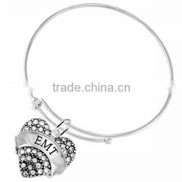 Genuine Austrian Clear Crystal Registered Nurse "ETM" Charm Chain Link Bracelet photo-5