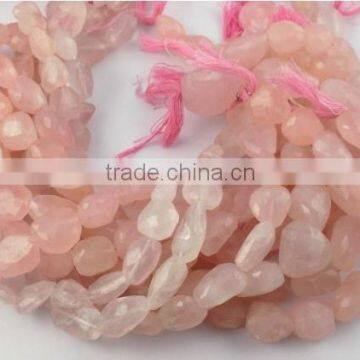 1 Strand Natural Rose Quartz Nuggets Beads,14x18-21x29mm 14"Long,Natural Rare Gemstone Drilled Faceted Nuggets