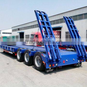 Chinese Sinotruk 3 Axles Low Flat Blue Truck Trailer