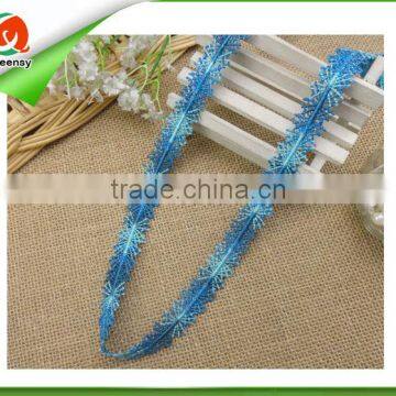 blue lace trim metallic thread