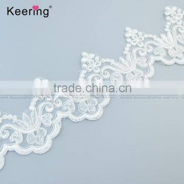 Flower decorative embroidered bridal lace trim with cross WTPA-033                        
                                                                                Supplier's Choice