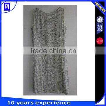 100% Viscose Print Dress Contrast Solid 100% Polyester Cdc Piping Sleeveless Boat Neck Piping Belt Casual Wear photo-2