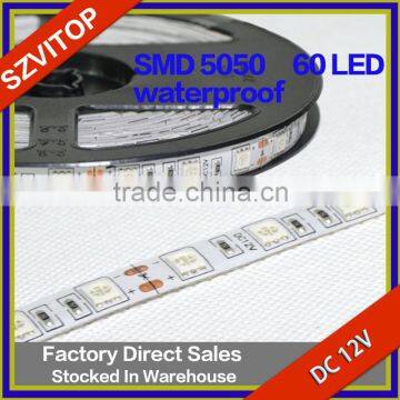 LED Light Strip 5050 60LED Per Meter 5meter a Roll Base Red Black Wire PC Board PU Waterproof Lamp Color Red Yellow Blue Green photo-2