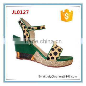 Colorful summer Women's Open Toe Wedge Platform Sandal Shoes with metallic PU