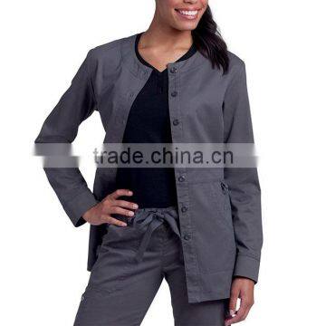 Wholesale OEM Hotsale Fashion Women's Olivia Round Neck Solid Scrub Jacket / Hospital Uniform photo-2