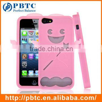 Set Screen Protector And Case For Iphone 5 , Pink Angel Fantasy Silicon Case