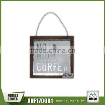 New Design Hanging Word Silk Printing on Galvanized Plate Wood Frame