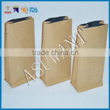 Custom Printed Flat Bottom Kraft Paper Bag, Square Bottom Kraft Paper Bag,eight Side Sealing Craft Paper Coffee Bag photo-5