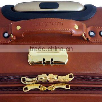 2016 Oil Leather Travel Compass Luggage Trolley Bag photo-3