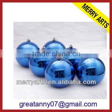 Hot selling cheap inflatable 160mm christmas ball shiny blue christmas decoration ornament ball bulk