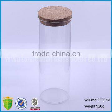 77oz/2300ml Clear Straight Sided Glass Display Jars With Cork Lid photo-3