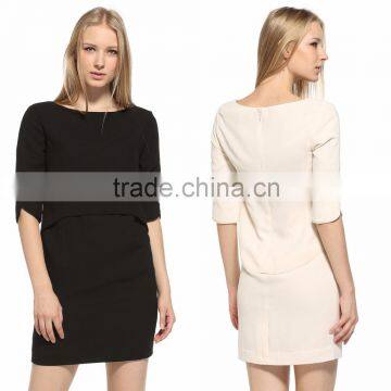 Women's False Fake Two Pieces Wear to Work Party Short Sleeve Dress OEM Type ODM Manufacturer Clothes Factory Guangzhou