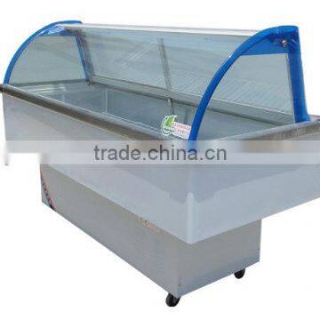 New Design Direct Cooling Curve Glass Fresh Showcase