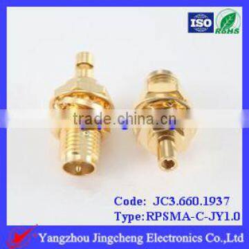 Reverse Polarity SMA female body with male pin crimp straight for RG178 cable bulkhead