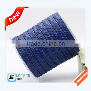 2015 Blue wide designed real braided leather bracelet cord