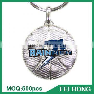 China Supplier metal souvenir soccer basketball printed sports keychain