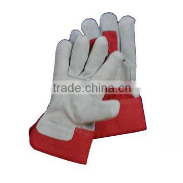 leather single palm glove with plasticized safety cuff